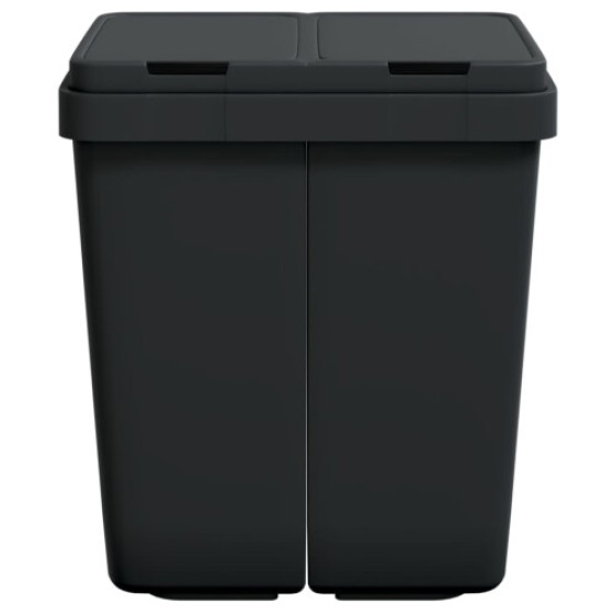 vidaXL Dual Bin Recycling Trash Can, Charcoal Gray, 2x25L